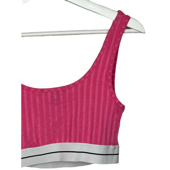 Forever 21 Pink Ribbed Crop Tank Top Women’s Medium Sleeveless Casual Tee - Picture 11 of 12